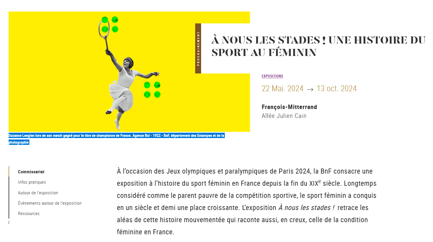 拥有体育场！女性体育史：法国国家图书馆的免费展览